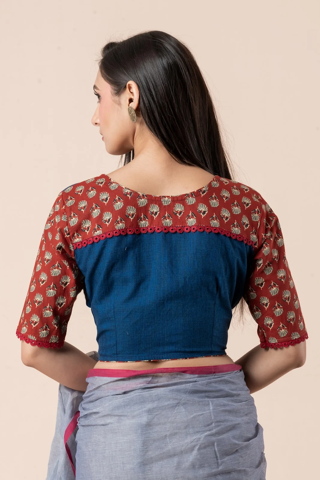 Jalpaibon Blue Cotton Blouse