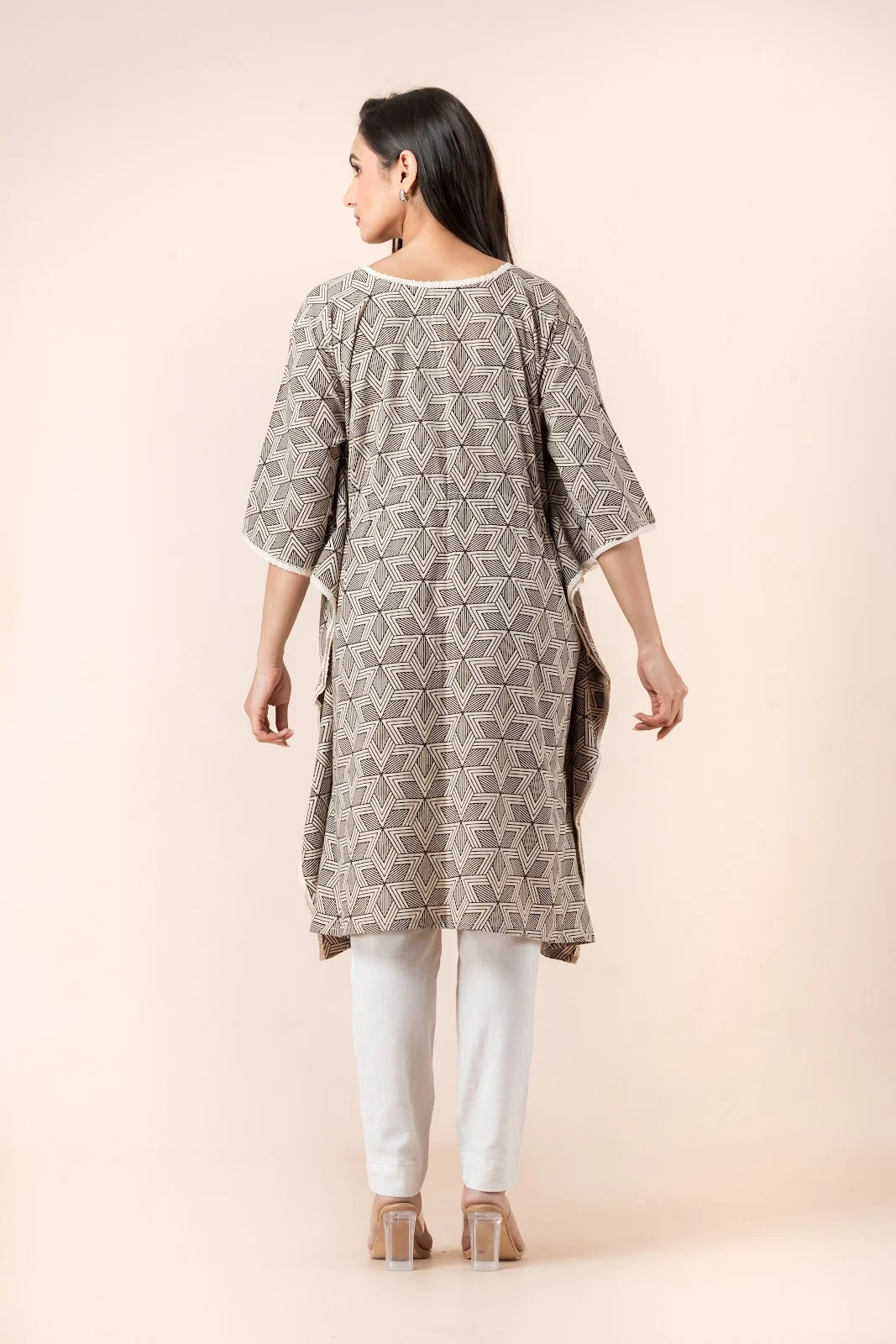 Jalpaibon Beige Cotton Women Kaftan