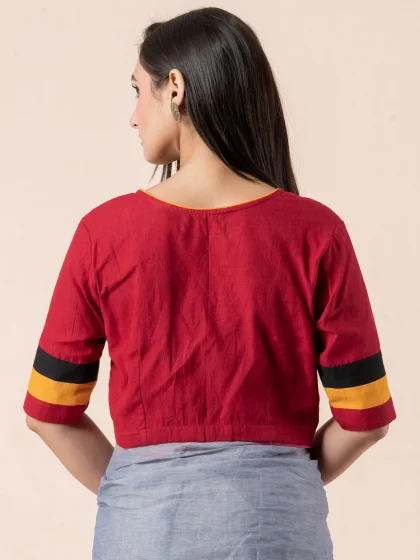 Jalpaibon Red Cotton Blouse