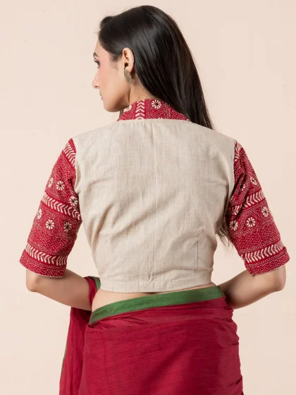 Jalpaibon Beige Cotton Blouse