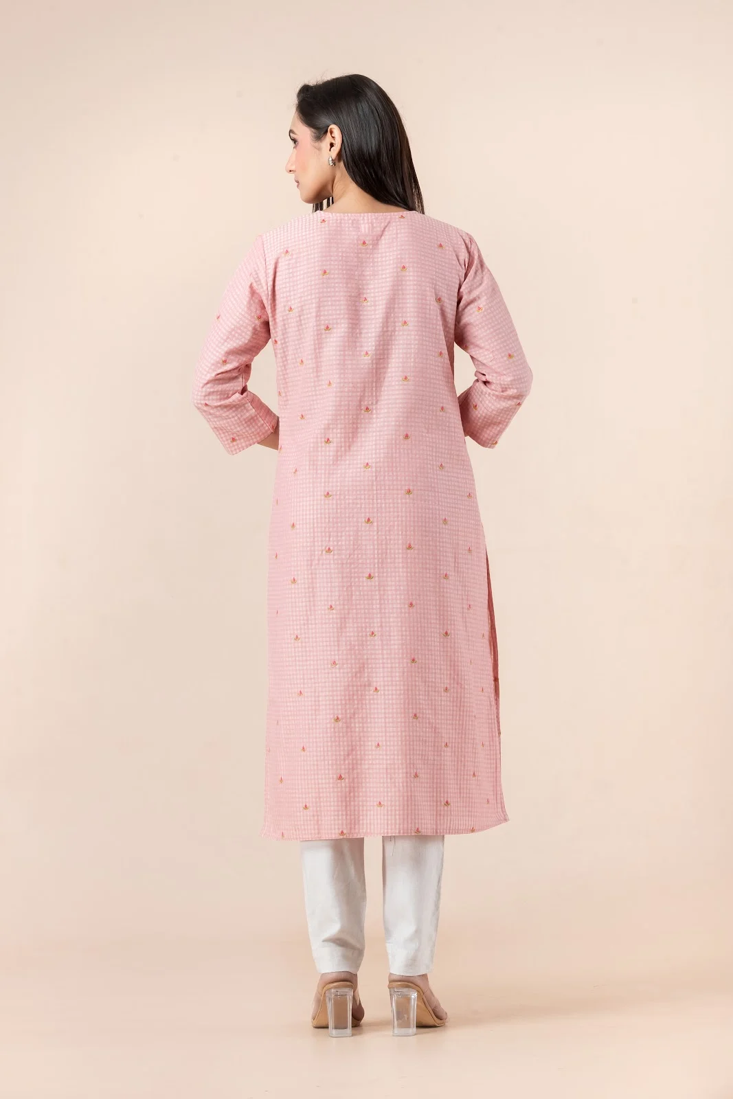 Jalpaibon Pink Cotton Women Kurti