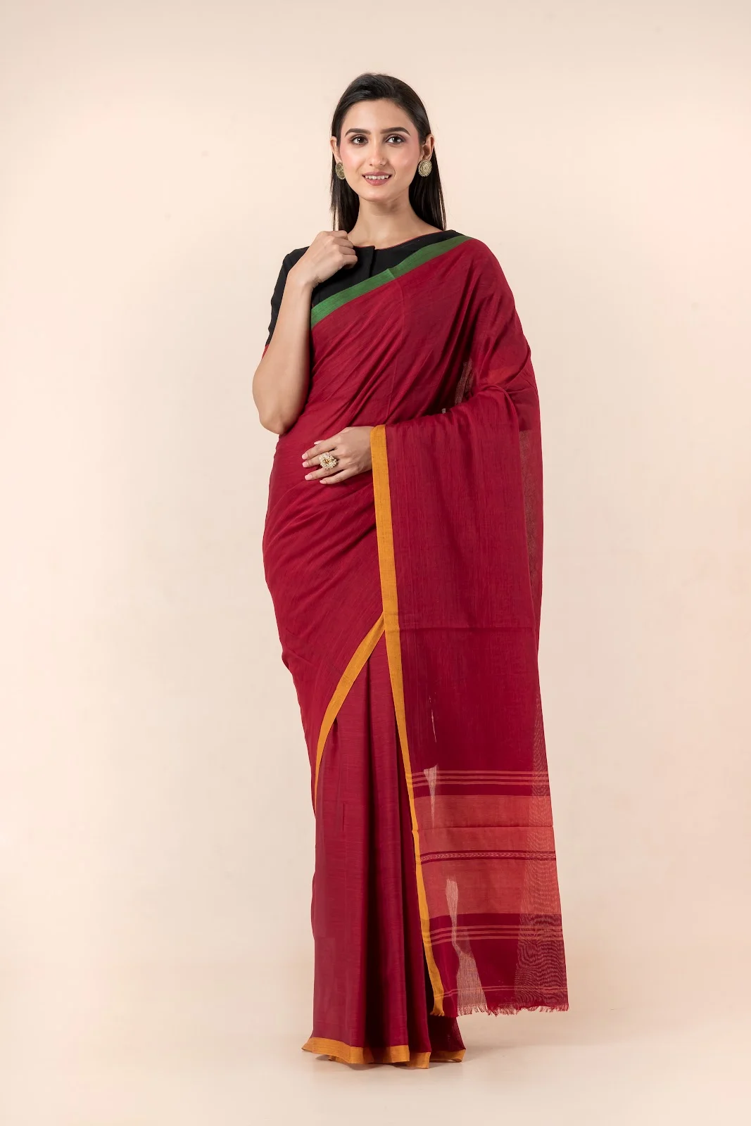 JPSAR 26/03/05-image-6 Jalpaibon Red Handloom Khadi Saree
