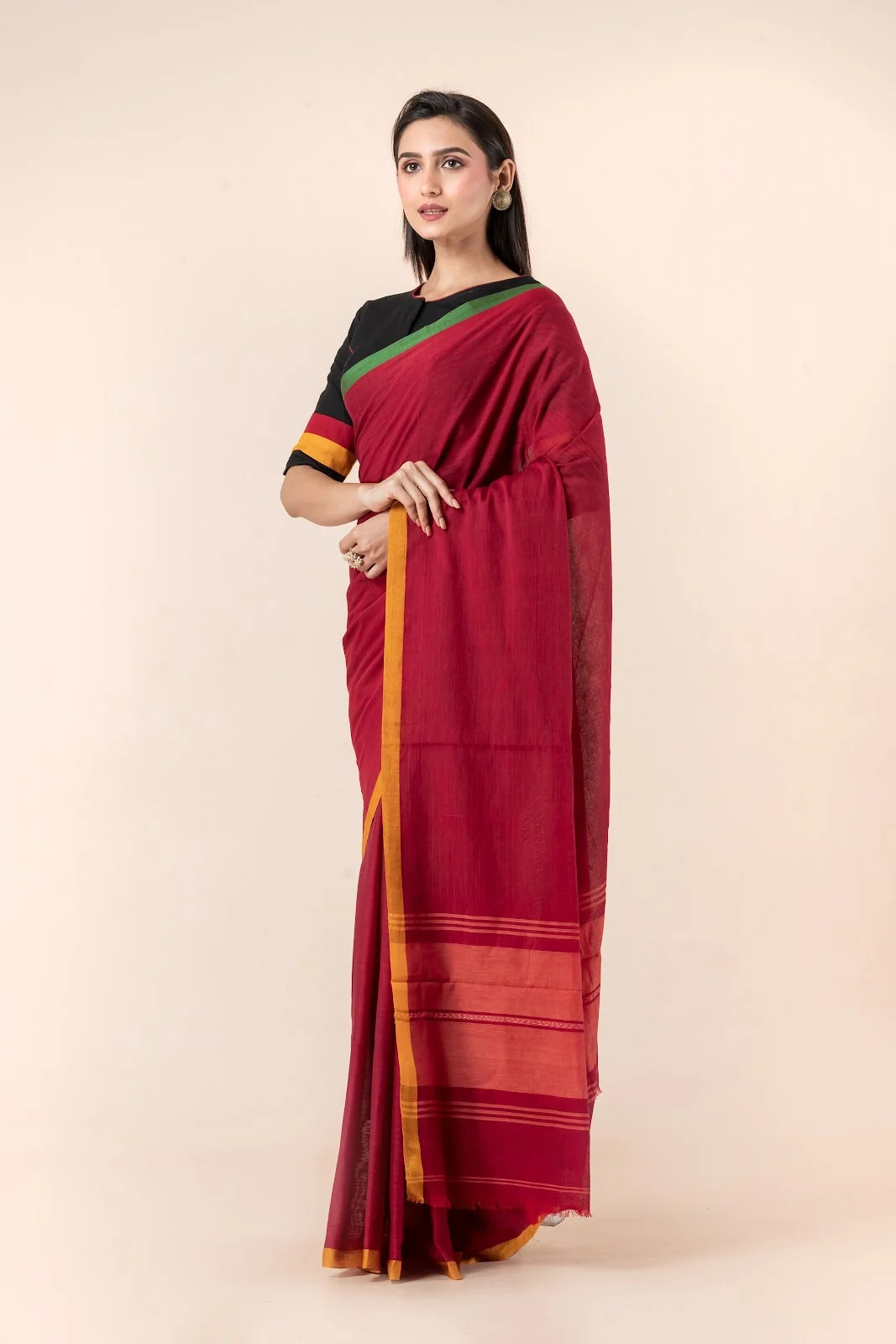 JPSAR 26/03/05-image-4 Jalpaibon Red Handloom Khadi Saree
