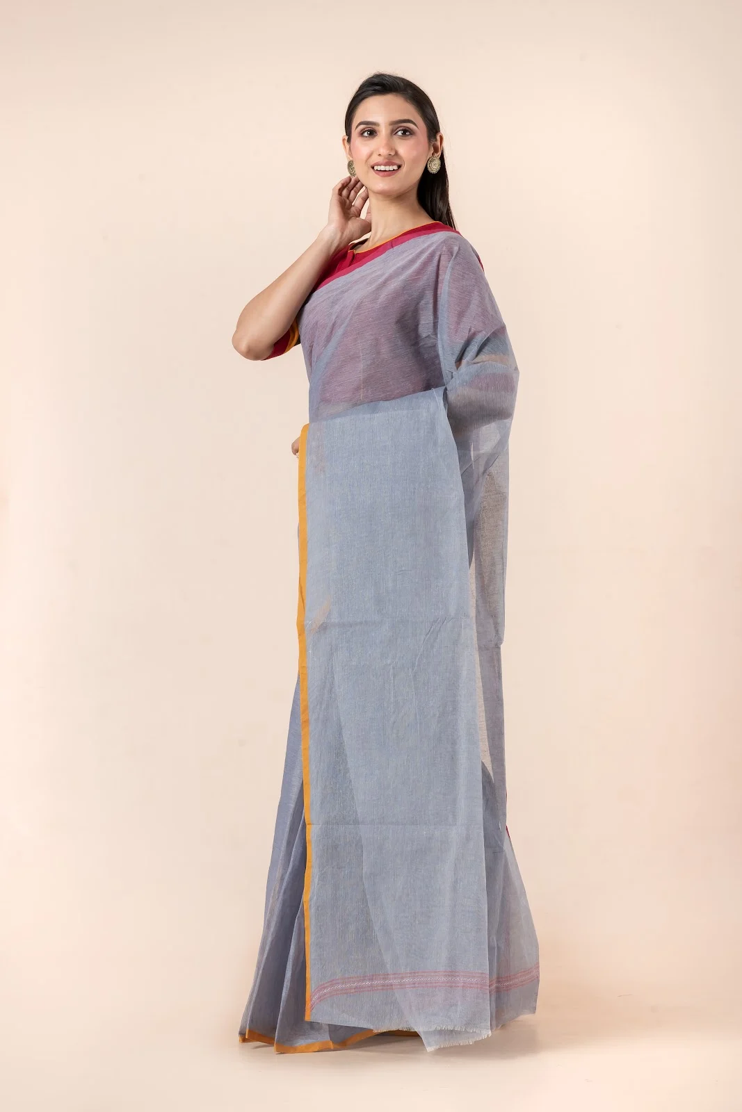 Jalpaibon Purple Handloom Khadi Saree