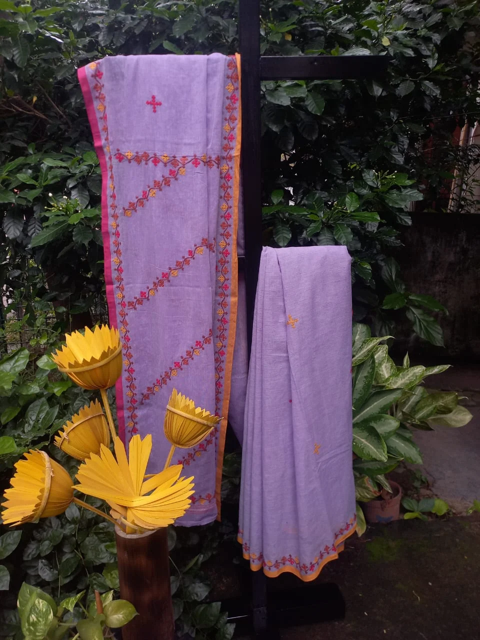 JALPSAR/26/07/09-image-4 Jalpaibon Purple Gujarati Embroidery Cotton Saree