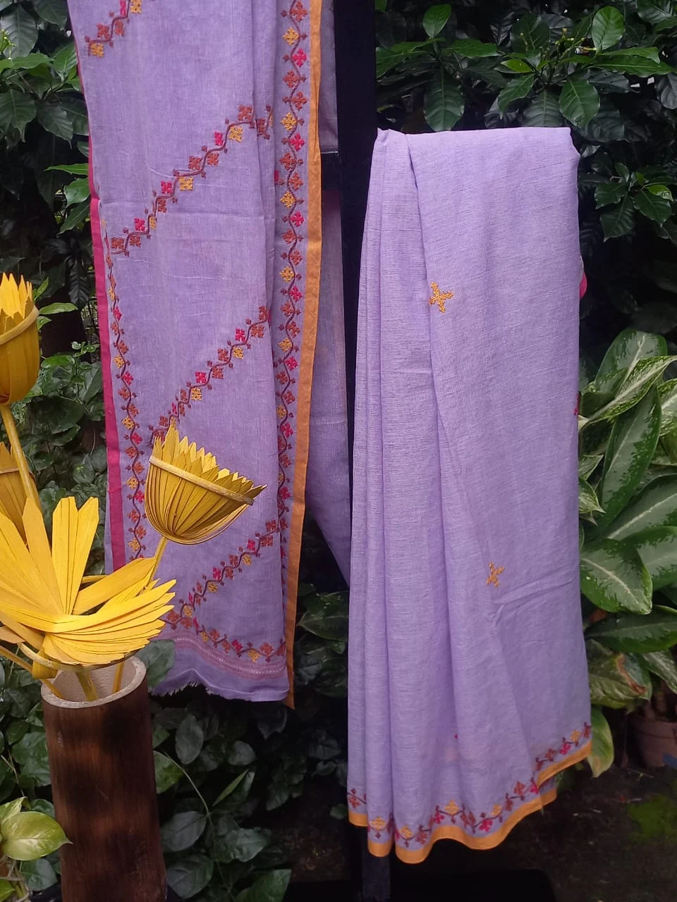 JALPSAR/26/07/09-image-3 Jalpaibon Purple Gujarati Embroidery Cotton Saree