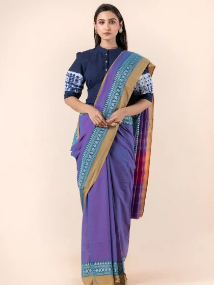 Jalpaibon Blue Handloom Khadi Saree