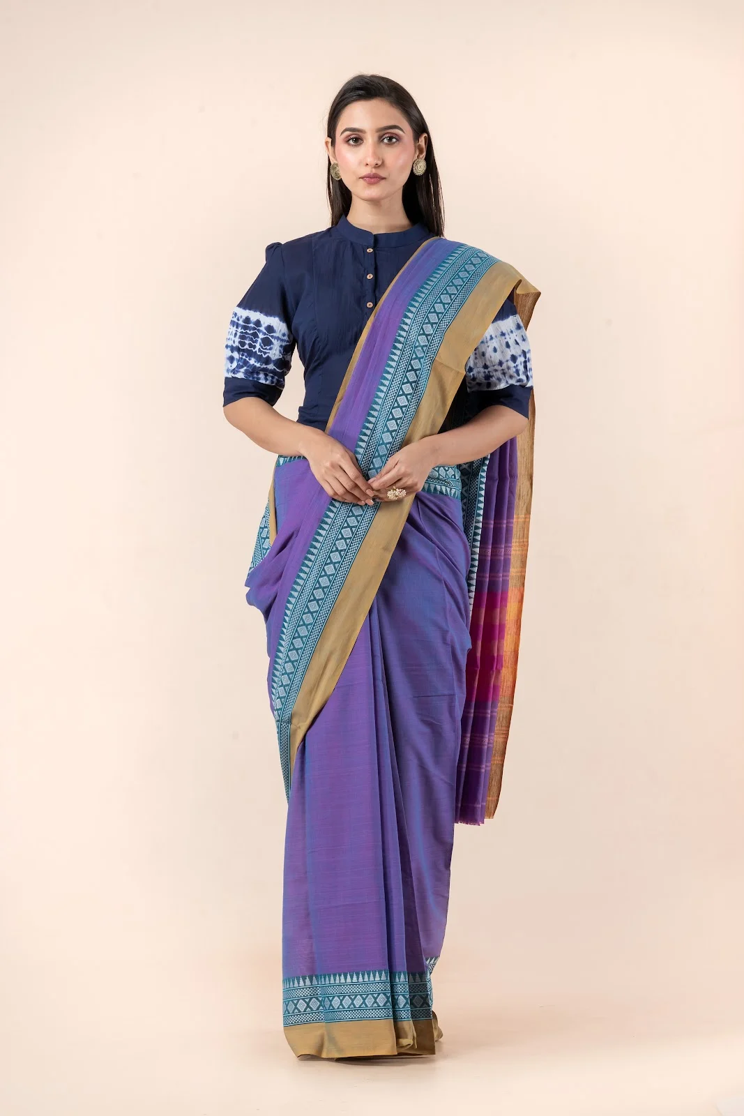 Jalpaibon Blue Handloom Khadi Saree