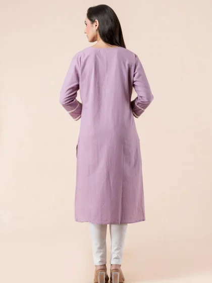 Jalpaibon Purple Cotton Women Kurti