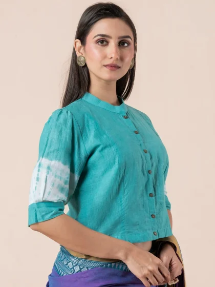 Jalpaibon Green Cotton Blouse