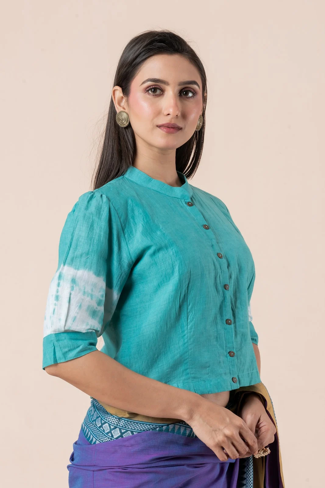 Jalpaibon Green Cotton Blouse