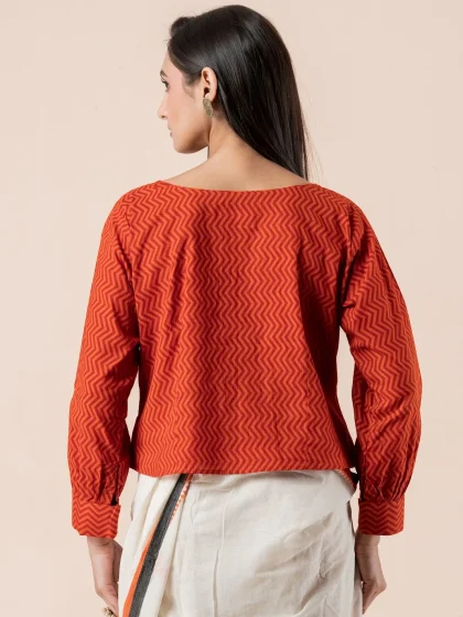 Jalpaibon Orange Cotton Blouse