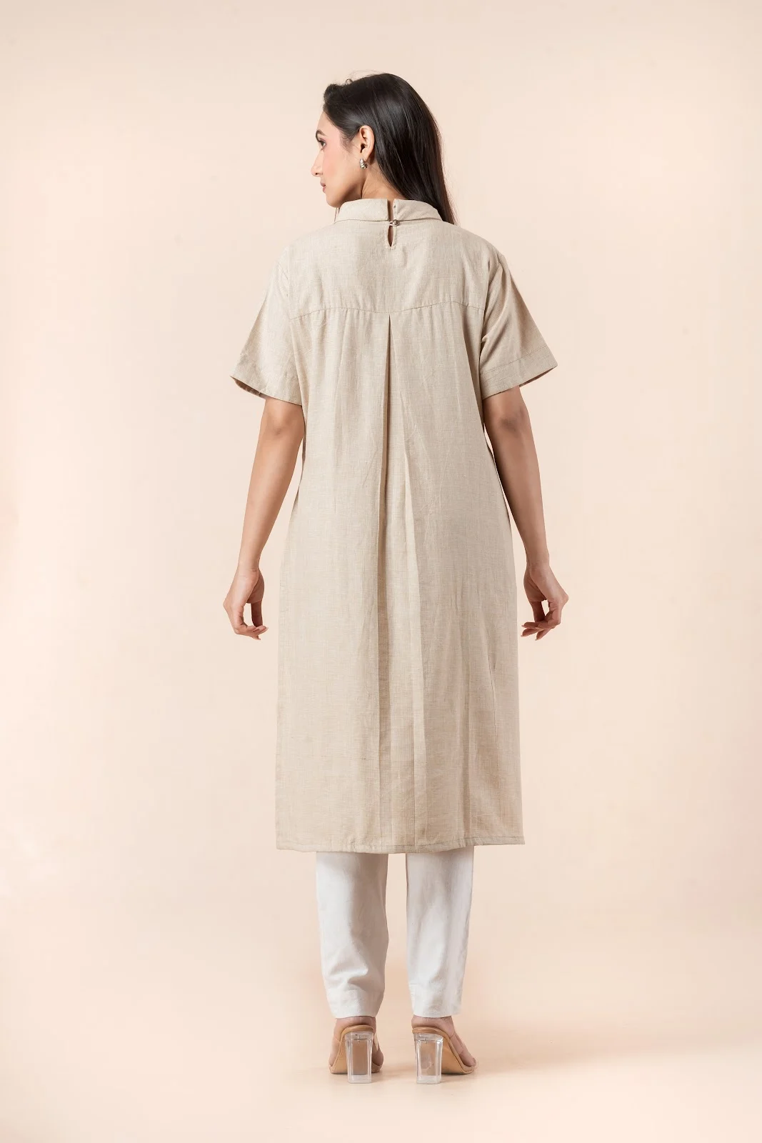 Jalpaibon Beige Cotton Women Kurti