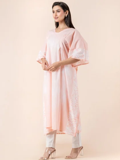 Jalpaibon Pink Cotton Women Kaftan