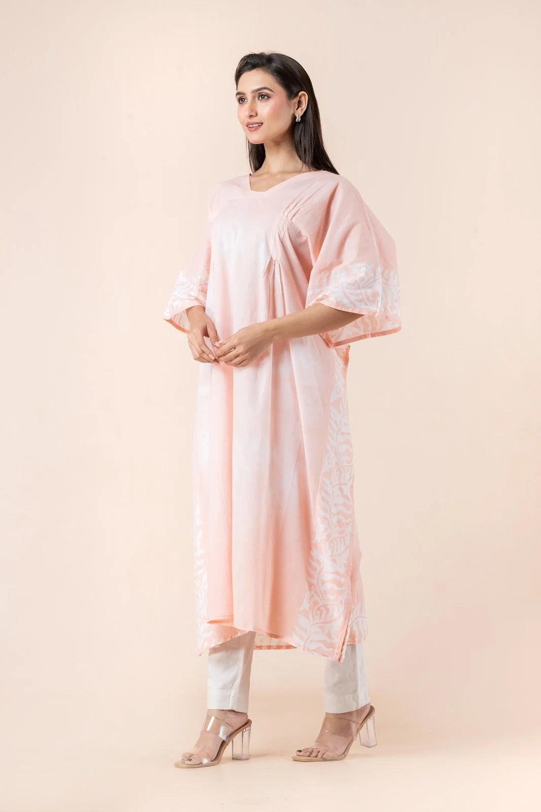 Jalpaibon Pink Cotton Women Kaftan