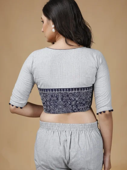 Jalpaibon Grey Cotton Blouse