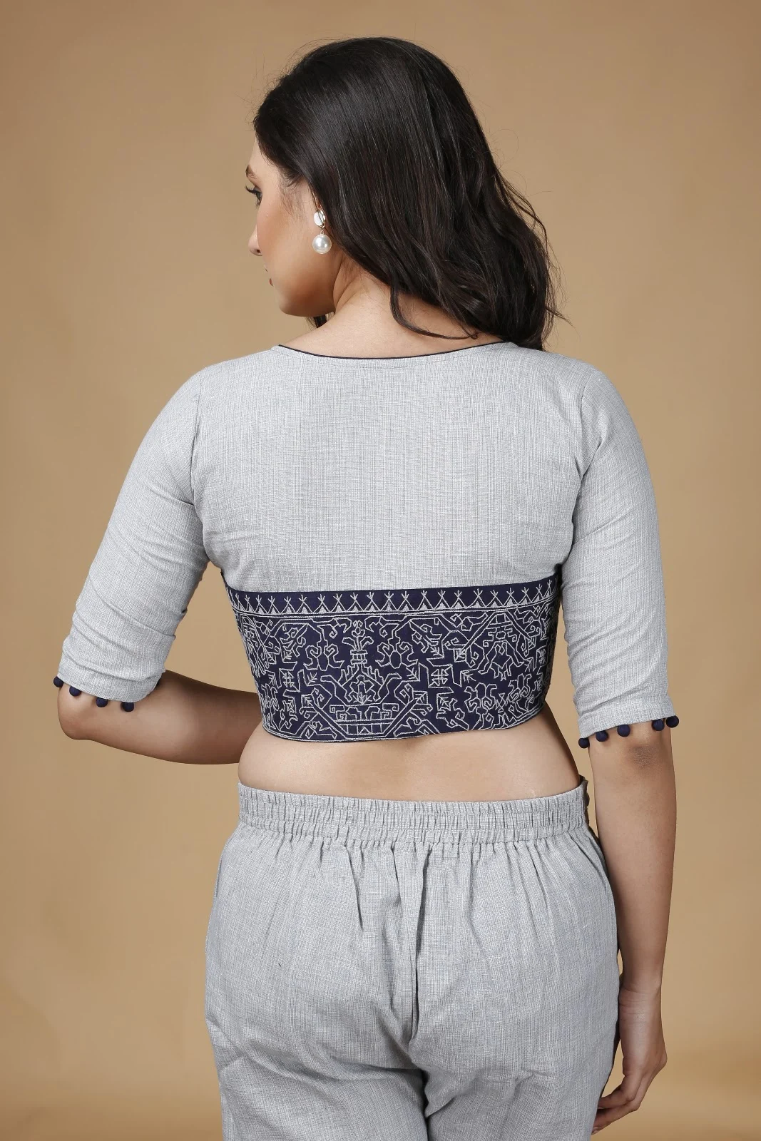Jalpaibon Grey Cotton Blouse
