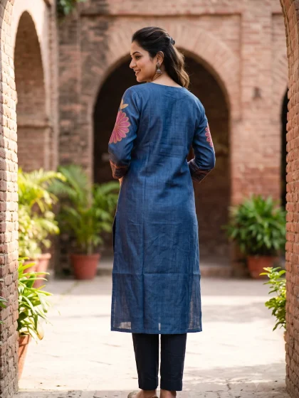 Jalpaibon Blue Tassar Women Kurti