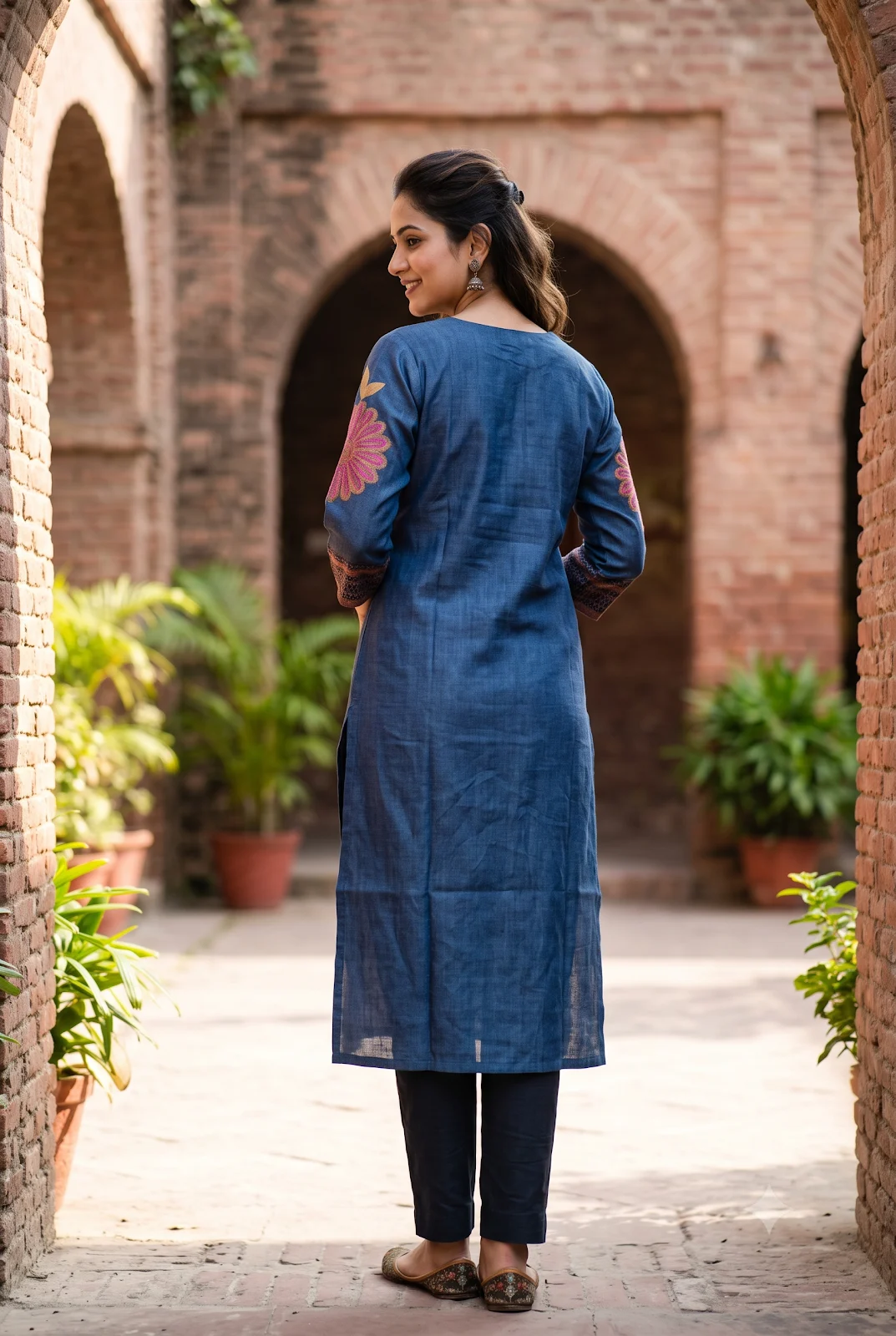 Jalpaibon Blue Tassar Women Kurti