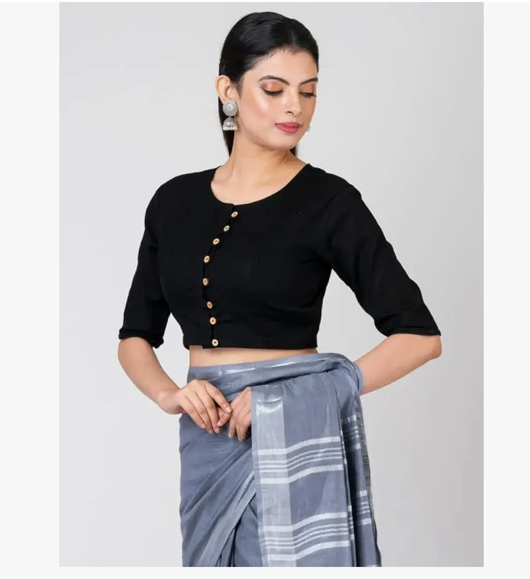 Jalpaibon Black Cotton Blouse
