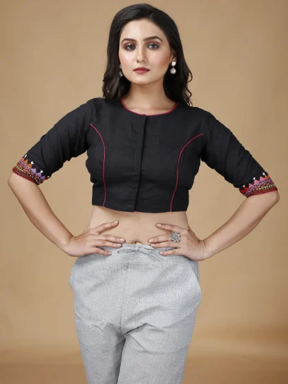 Jalpaibon Black Cotton Blouse